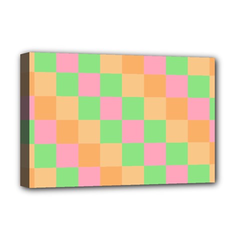 Checkerboard Pastel Squares Deluxe Canvas 18  X 12  (stretched) by Pakrebo