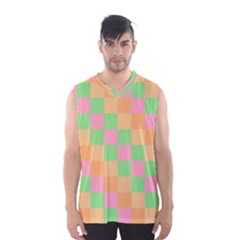 Checkerboard Pastel Squares Men s Basketball Tank Top by Pakrebo