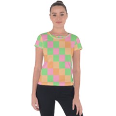 Checkerboard Pastel Squares Short Sleeve Sports Top  by Pakrebo