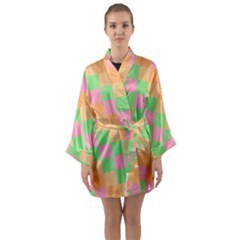 Checkerboard Pastel Squares Long Sleeve Kimono Robe by Pakrebo