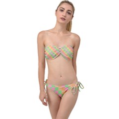 Checkerboard Pastel Squares Twist Bandeau Bikini Set by Pakrebo