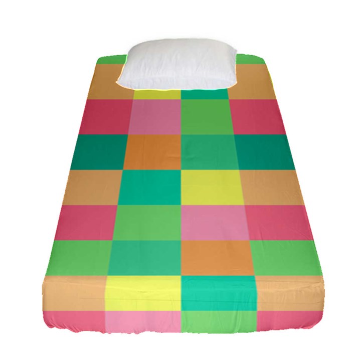 Checkerboard Pastel Squares Fitted Sheet (Single Size)