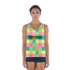 Checkerboard Pastel Squares Sport Tank Top  by Pakrebo