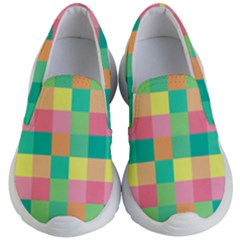 Checkerboard Pastel Squares Kids  Lightweight Slip Ons by Pakrebo