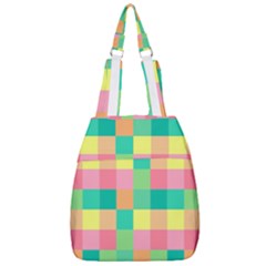 Checkerboard Pastel Squares Center Zip Backpack