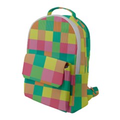 Checkerboard Pastel Squares Flap Pocket Backpack (large)