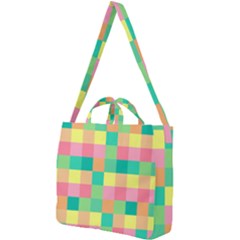 Checkerboard Pastel Squares Square Shoulder Tote Bag