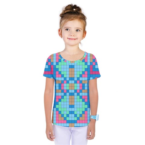 Checkerboard Squares Abstract Kids  One Piece Tee by Pakrebo