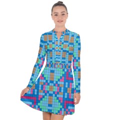 Checkerboard Squares Abstract Long Sleeve Panel Dress by Pakrebo