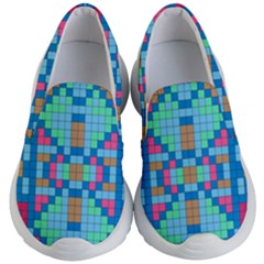 Checkerboard Squares Abstract Kids  Lightweight Slip Ons by Pakrebo