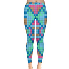 Checkerboard Squares Abstract Inside Out Leggings by Pakrebo