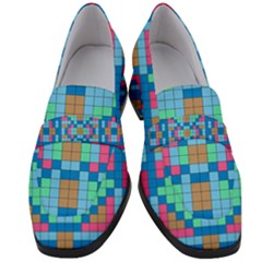 Checkerboard Squares Abstract Women s Chunky Heel Loafers by Pakrebo