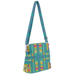 Checkerboard Squares Abstract Zipper Messenger Bag