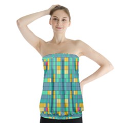 Checkerboard Squares Abstract Strapless Top by Pakrebo