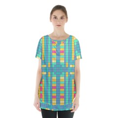 Checkerboard Squares Abstract Skirt Hem Sports Top by Pakrebo