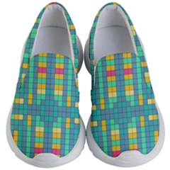 Checkerboard Squares Abstract Kids  Lightweight Slip Ons by Pakrebo