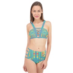 Checkerboard Squares Abstract Cage Up Bikini Set by Pakrebo