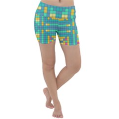 Checkerboard Squares Abstract Lightweight Velour Yoga Shorts by Pakrebo