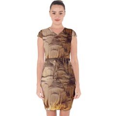 Caverns Rock Formation Cave Rock Capsleeve Drawstring Dress  by Pakrebo