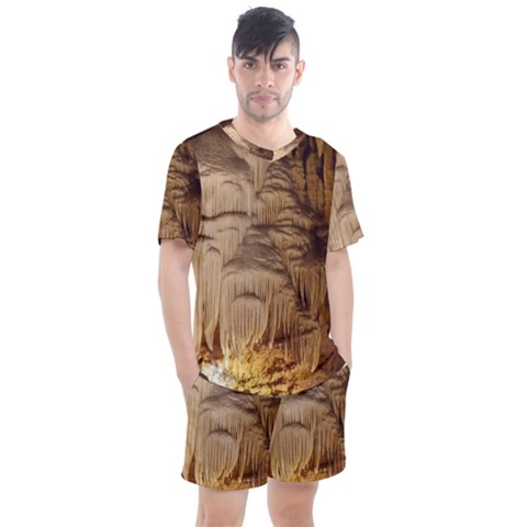 Caverns Rock Formation Cave Rock Men s Mesh Tee And Shorts Set by Pakrebo