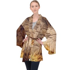 Caverns Rock Formation Cave Rock Velvet Kimono Robe by Pakrebo