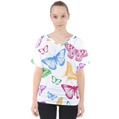 Butterfly Butterflies Vintage V-neck Dolman Drape Top by Pakrebo