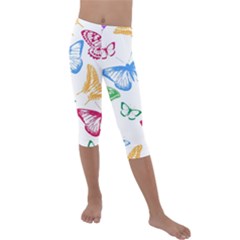 Butterfly Butterflies Vintage Kids  Lightweight Velour Capri Leggings 