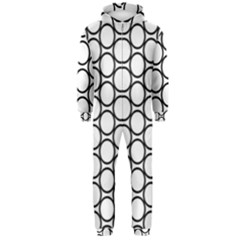 Black Pattern Halftone Wallpaper Hooded Jumpsuit (men)  by Pakrebo