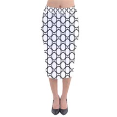 Black Pattern Halftone Wallpaper Velvet Midi Pencil Skirt by Pakrebo