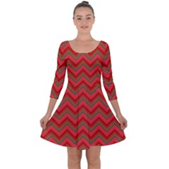 Background Retro Red Zigzag Quarter Sleeve Skater Dress by Pakrebo