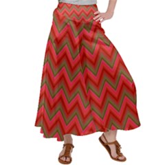 Background Retro Red Zigzag Satin Palazzo Pants