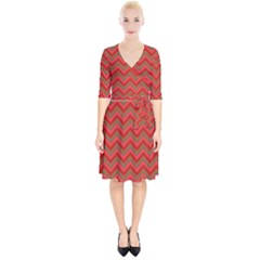 Background Retro Red Zigzag Wrap Up Cocktail Dress by Pakrebo