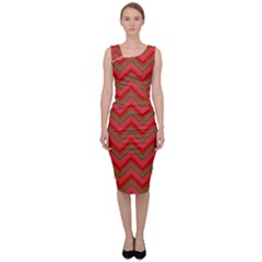 Background Retro Red Zigzag Sleeveless Pencil Dress