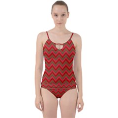 Background Retro Red Zigzag Cut Out Top Tankini Set by Pakrebo