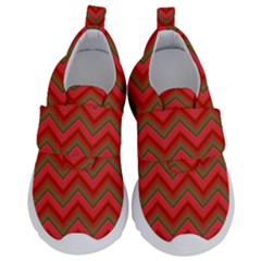 Background Retro Red Zigzag Kids  Velcro No Lace Shoes by Pakrebo