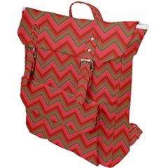 Background Retro Red Zigzag Buckle Up Backpack by Pakrebo