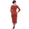 Background Retro Red Zigzag Quarter Sleeve Midi Velour Bodycon Dress View2