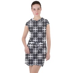 Pattern Vector Halftone Wallpaper Drawstring Hooded Dress