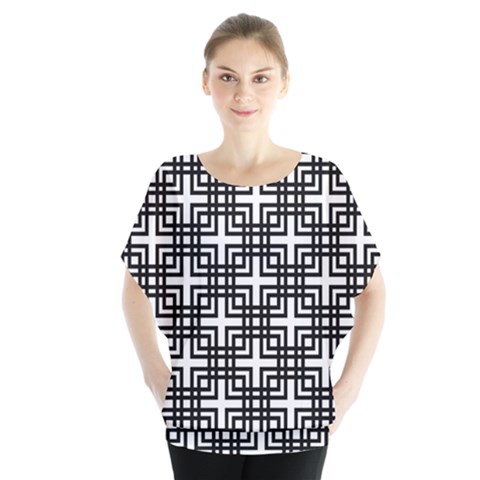 Pattern Vector Halftone Wallpaper Batwing Chiffon Blouse by Pakrebo