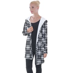 Pattern Vector Halftone Wallpaper Longline Hooded Cardigan