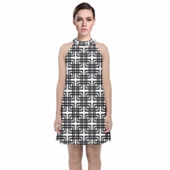 Pattern Vector Halftone Wallpaper Velvet Halter Neckline Dress 