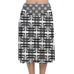 Pattern Vector Halftone Wallpaper Velvet Flared Midi Skirt by Pakrebo