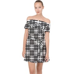 Pattern Vector Halftone Wallpaper Off Shoulder Chiffon Dress