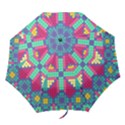 Checkerboard Squares Abstract Folding Umbrellas View1