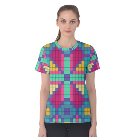 Checkerboard Squares Abstract Women s Cotton Tee by Pakrebo