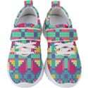 Checkerboard Squares Abstract Kids  Velcro Strap Shoes View1