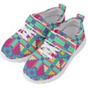 Checkerboard Squares Abstract Kids  Velcro Strap Shoes View2