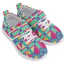 Checkerboard Squares Abstract Kids  Velcro Strap Shoes View3