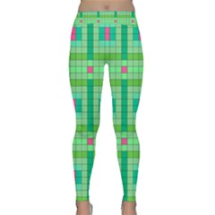 Checkerboard Squares Abstract Classic Yoga Leggings by Pakrebo