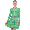 Checkerboard Squares Abstract Long Sleeve Panel Dress View1